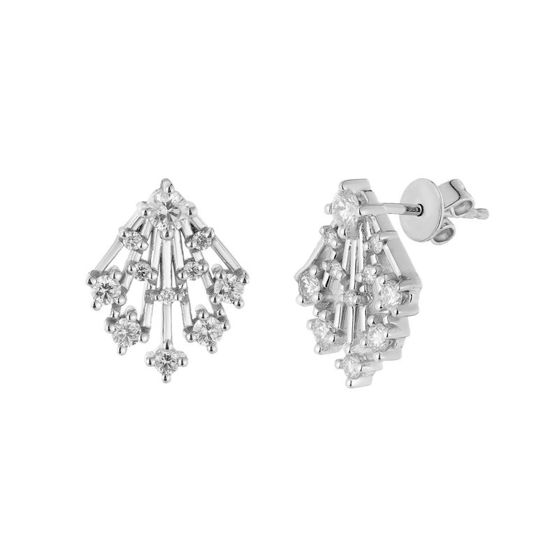 14K White Gold Natural Diamond  Round Stud Earrings MZ71569