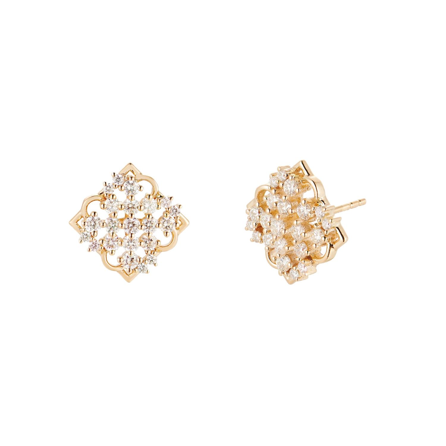 14K Yellow Gold Natural Diamond  Round Stud Earrings MZ71945, Colour: 14KYellow-3.75g-1.039ct-ND