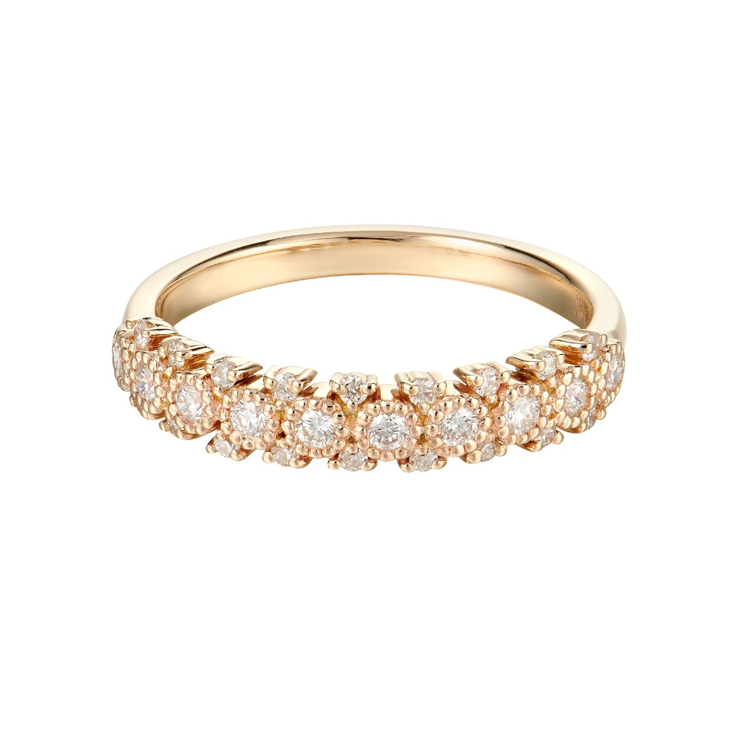 14K Yellow Gold Round Natural Diamond  Milgrain Wedding Band MZ6135