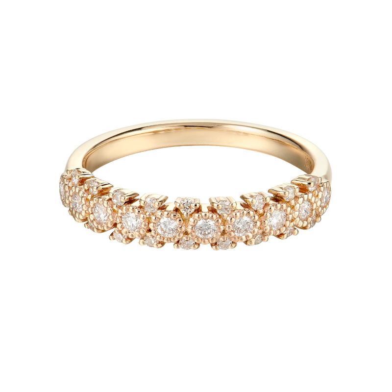 14K Yellow Gold Round Natural Diamond  Milgrain Wedding Band MZ6135