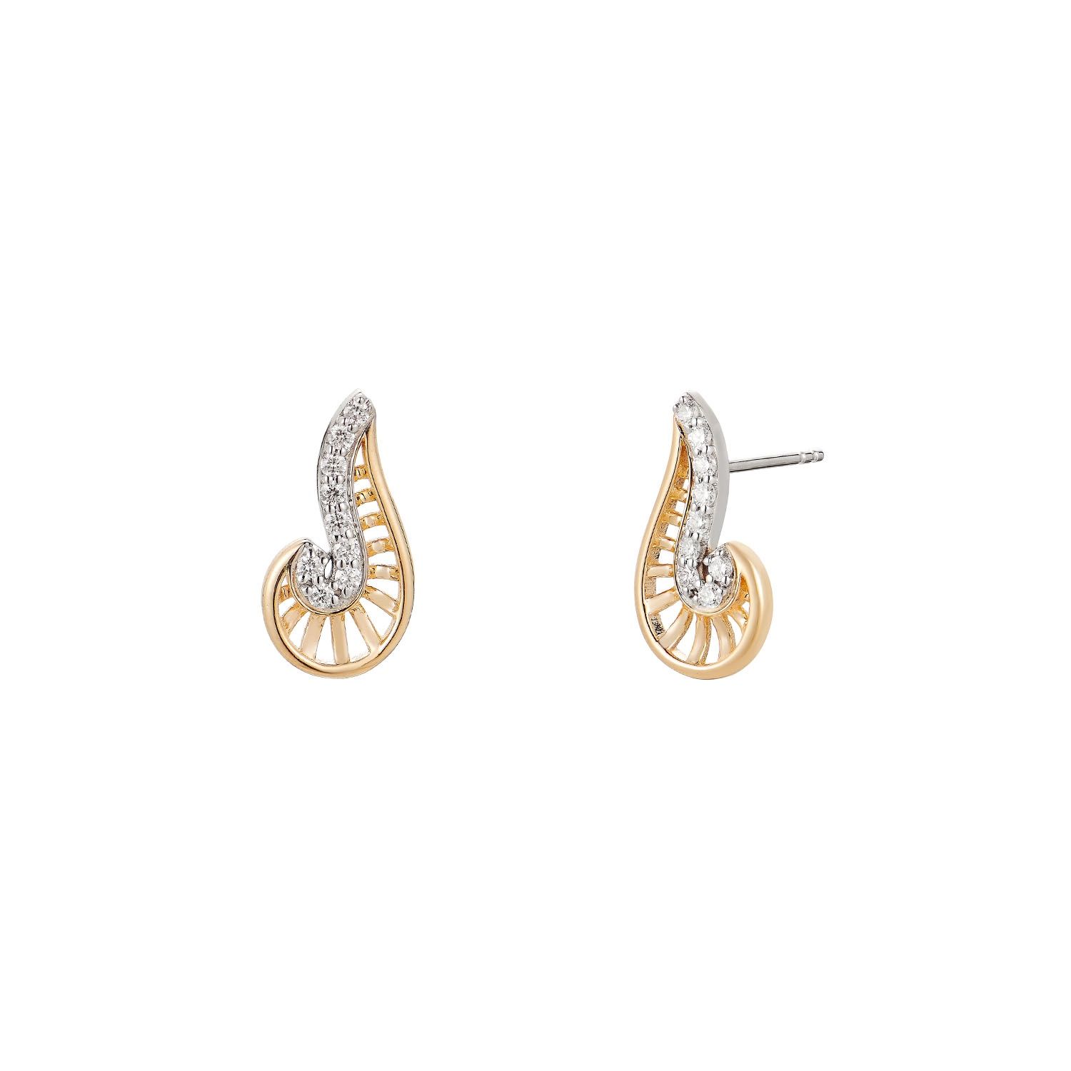 14K White Gold 14K Yellow Gold Natural Diamond  Stud Earrings MZ10177, Colour: Yellow