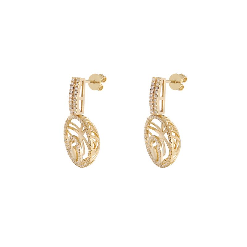 14K Yellow Gold Natural Diamond  Round Earring  MZ10238