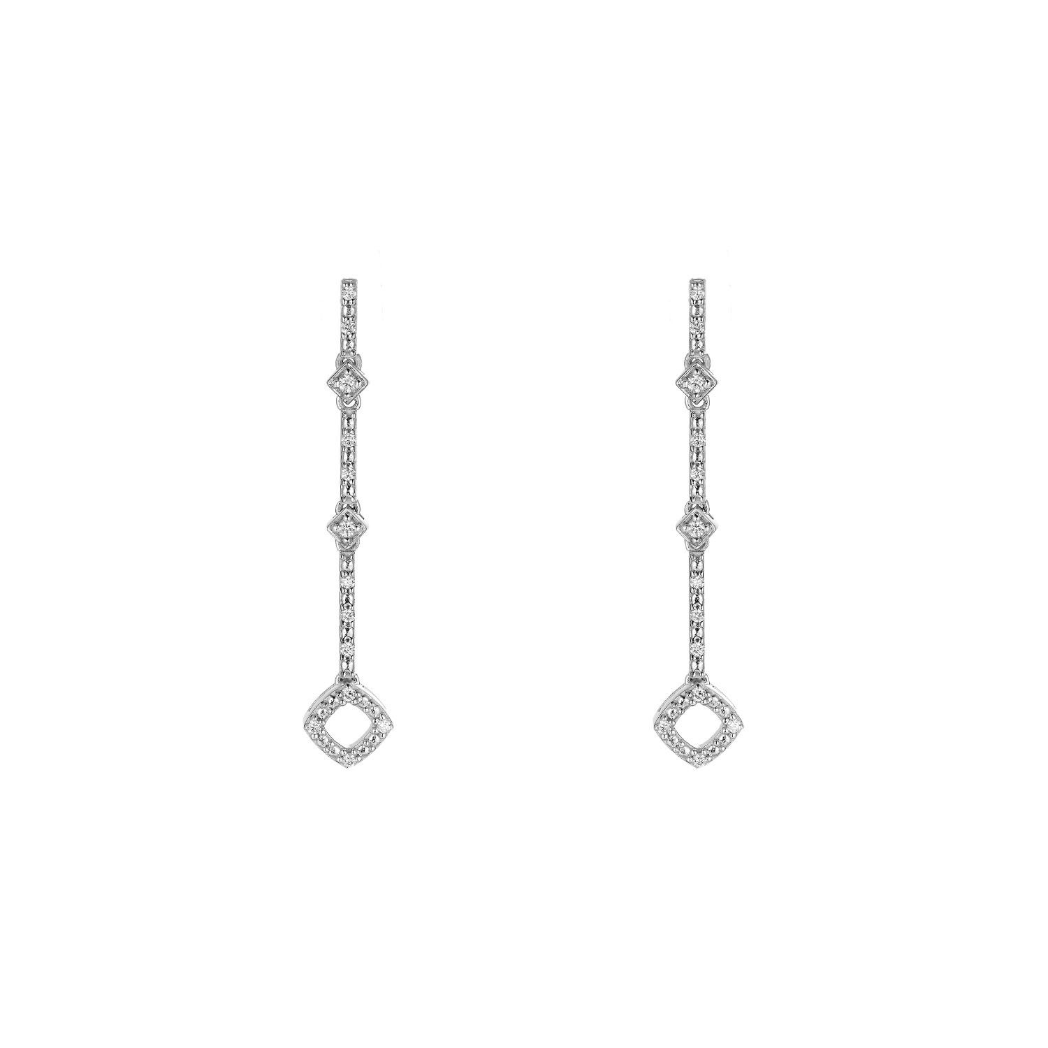 14K White Gold Natural Diamond  Round Earrings MZ9803
