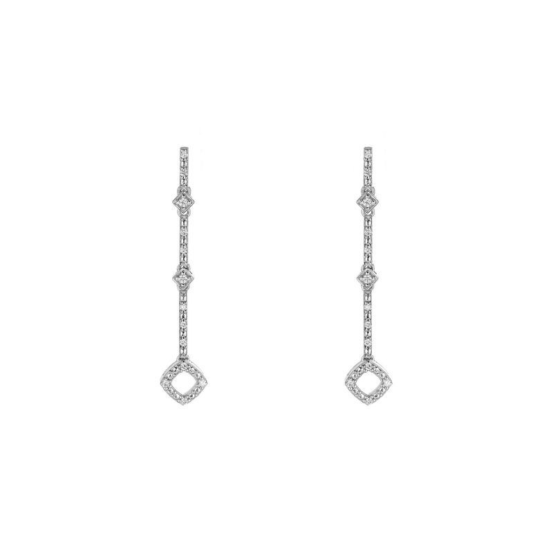 14K White Gold Natural Diamond  Round Earrings MZ9803