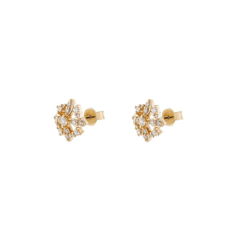 14K Yellow Gold Natural Diamond  Round Stud Earrings MZ10314