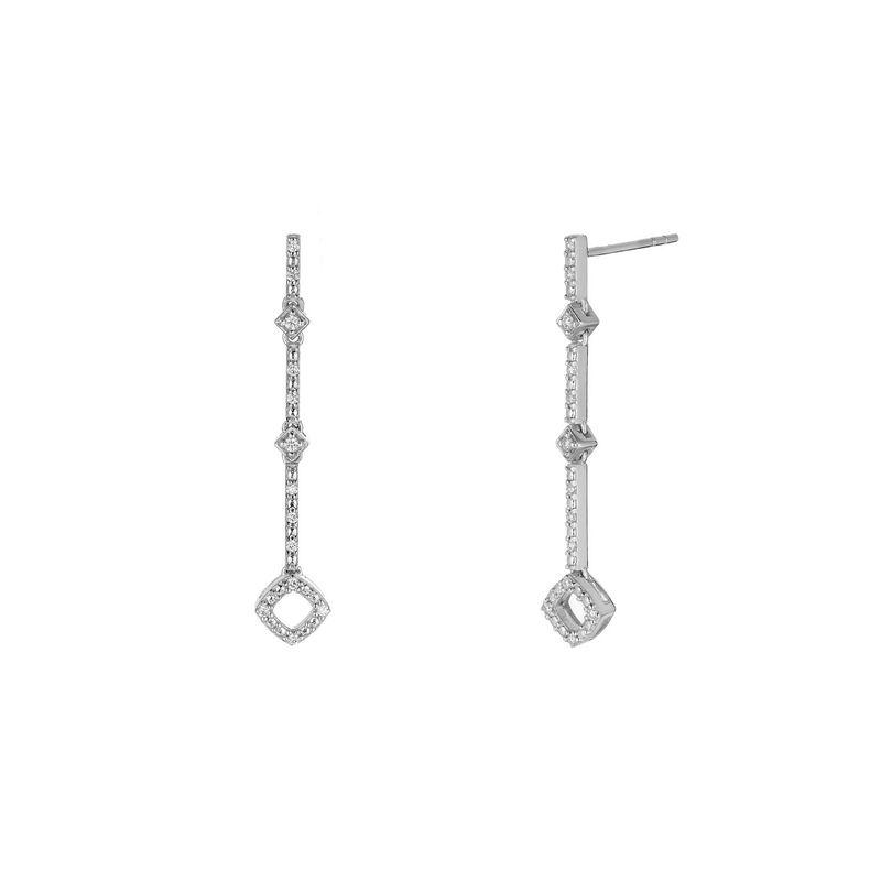 14K White Gold Natural Diamond  Round Earrings MZ9803