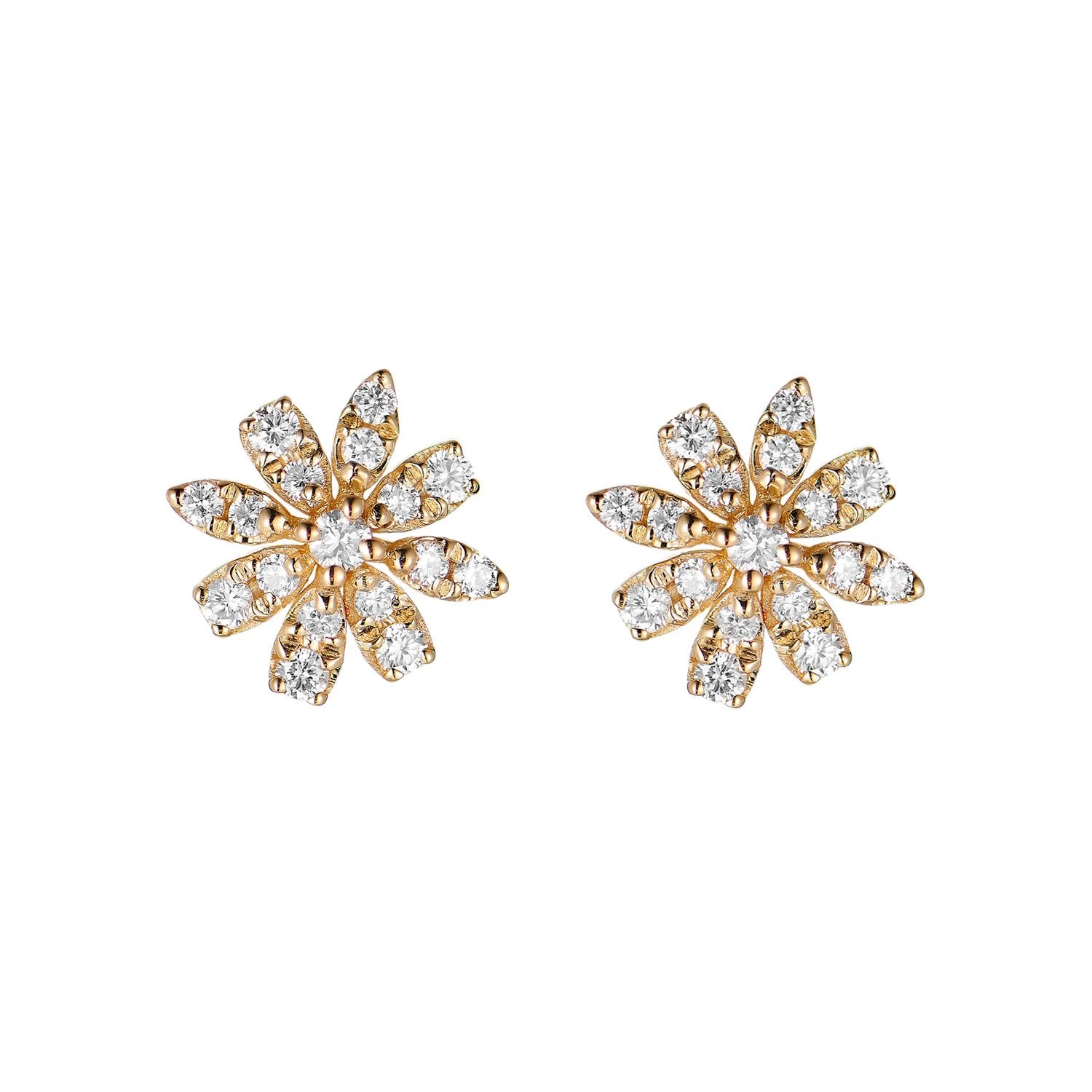 14K Yellow Gold Natural Diamond  Round Stud Earrings MZ71526