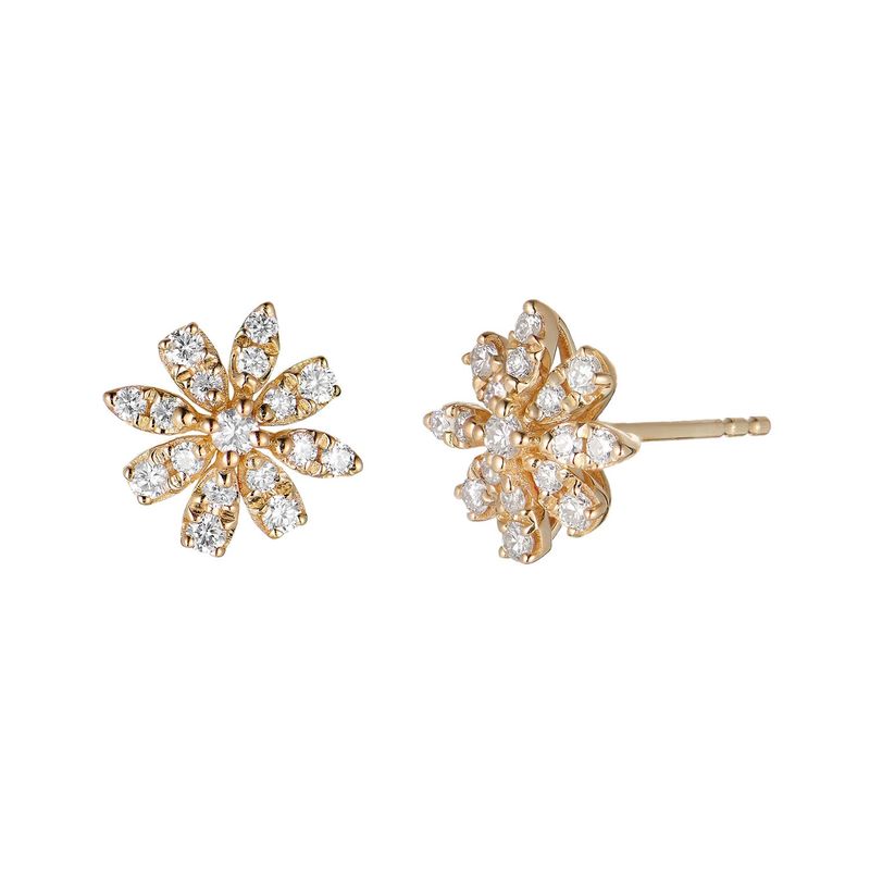 14K Yellow Gold Natural Diamond  Round Stud Earrings MZ71526