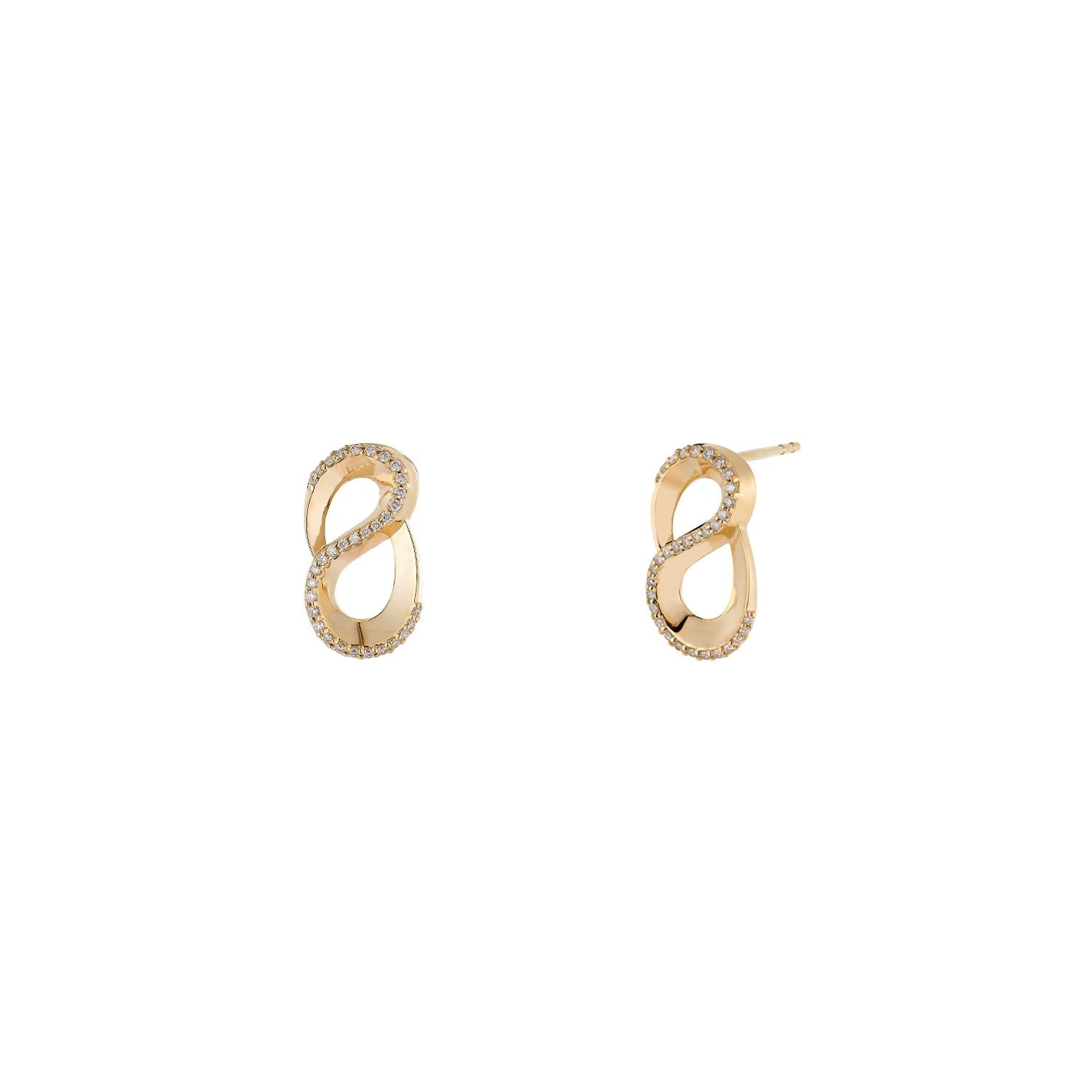 14K Yellow Gold Natural Diamond  Round Stud Earrings MZ72063, Colour: 14KYellow-3.2g-0.202ct-ND