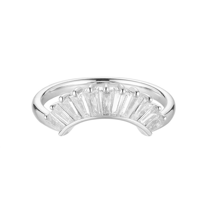 14K White Gold Natural Diamond Trapezoid Curved Band MZ72146