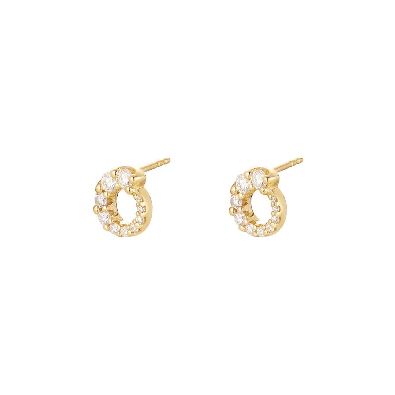 14K Yellow Gold Natural Diamond  Round Stud Earrings MZ71233