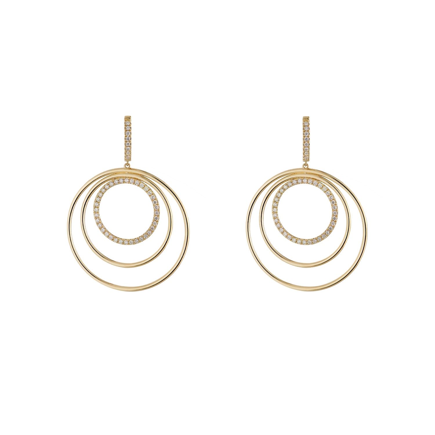 14K Yellow Gold Natural Diamond  Round Earring MZ9989