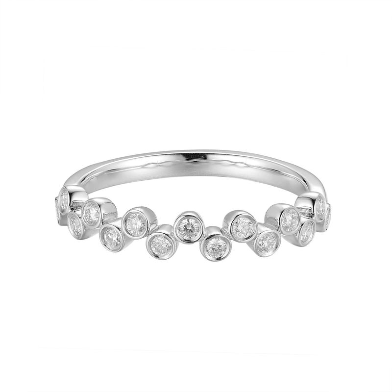14K White Gold Round Natural Diamond  Wedding Band MZ6022