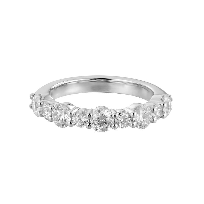 14K White Gold Shared Prong Round Natural Diamond  Wedding Band MZ72438