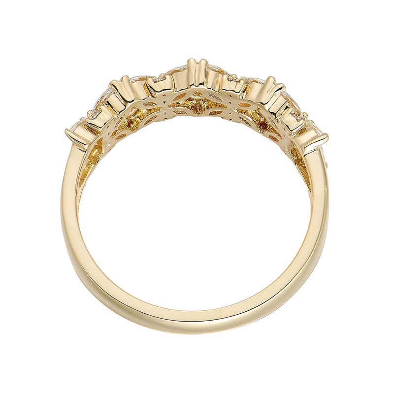14K White/Yellow Gold Marquise And Round Natural Diamond  Wedding Band MZ6255 Natural Diamond