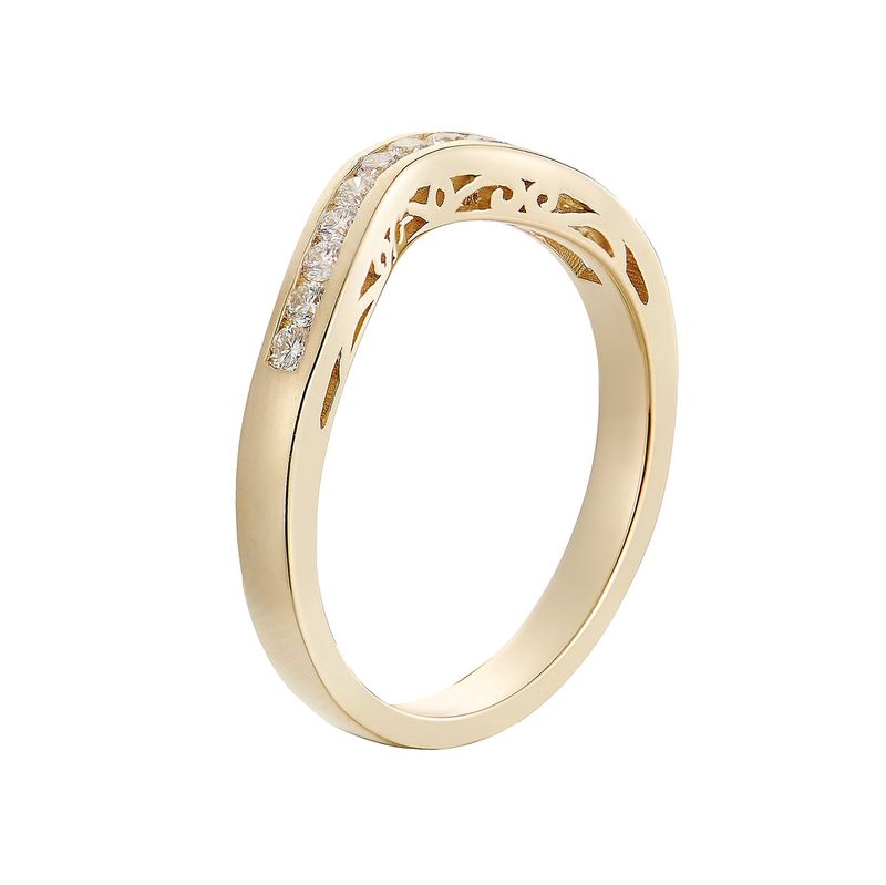 14K White/Yellow Gold Curved Natural Diamond  Band MZ61720