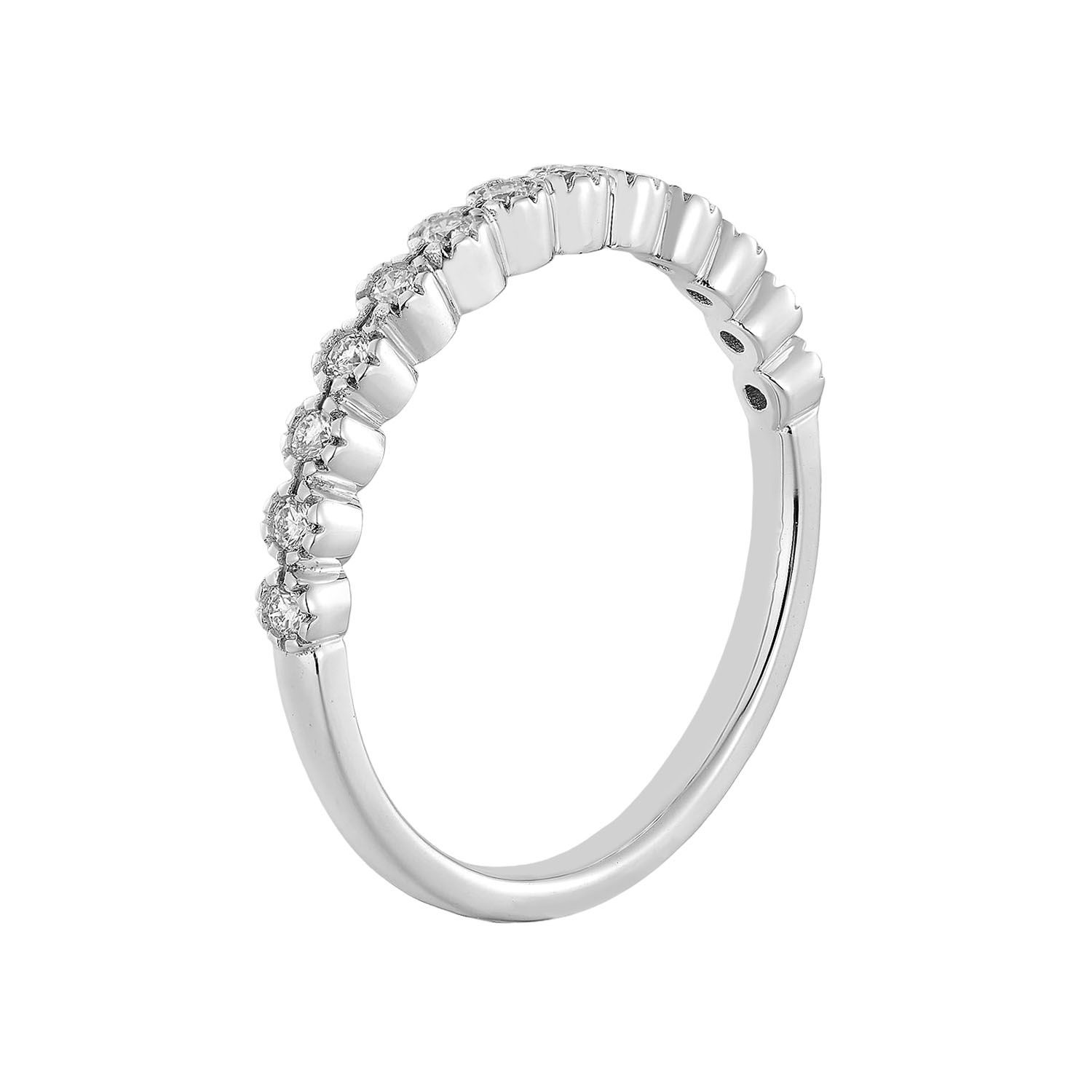 14K White Gold Round Natural Diamond  Wedding Band MZ72955