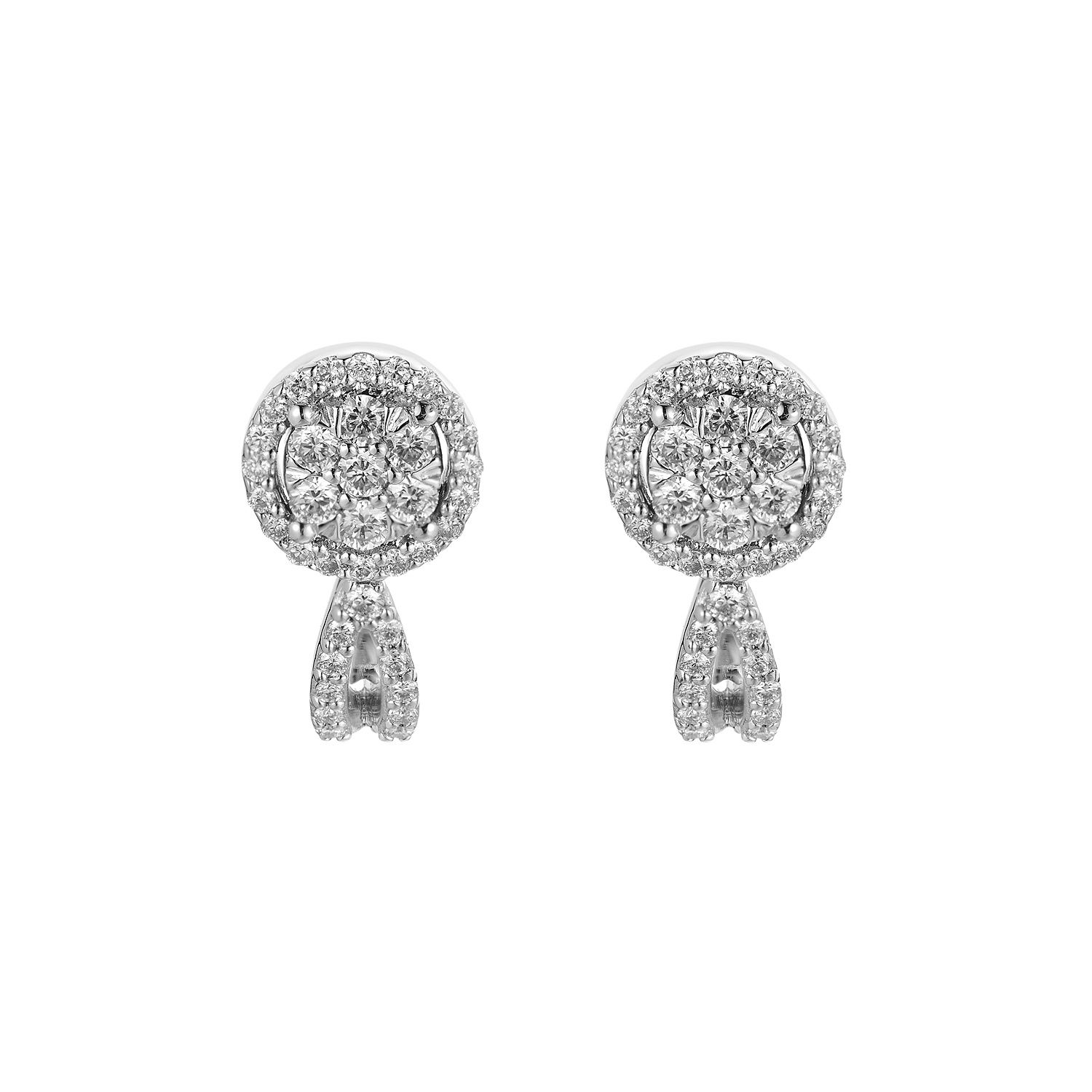 14K White Gold Round Natural Diamond  Earring MZ61736