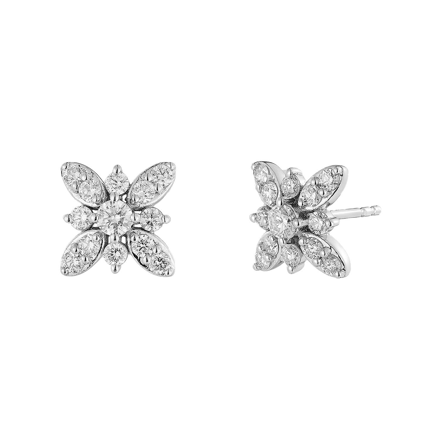 14K White Gold Natural Diamond  Round Stud Earrings MZ72100