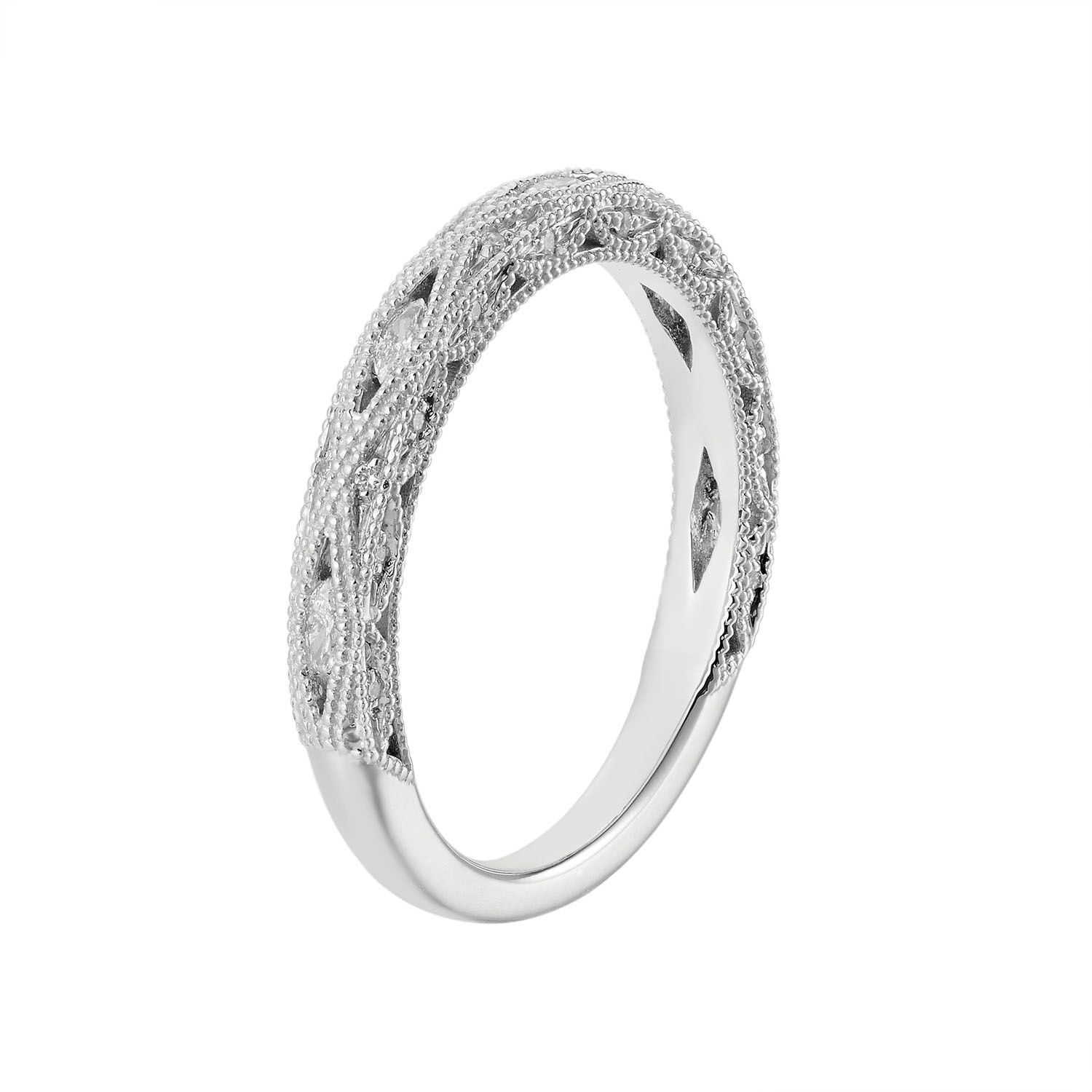 14K White Gold Round Natural Diamond  Wedding Band MZ71194