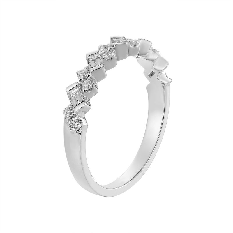 14K Yellow Gold Trapezoidal Round Natural Diamond  Wedding Band MZ7198