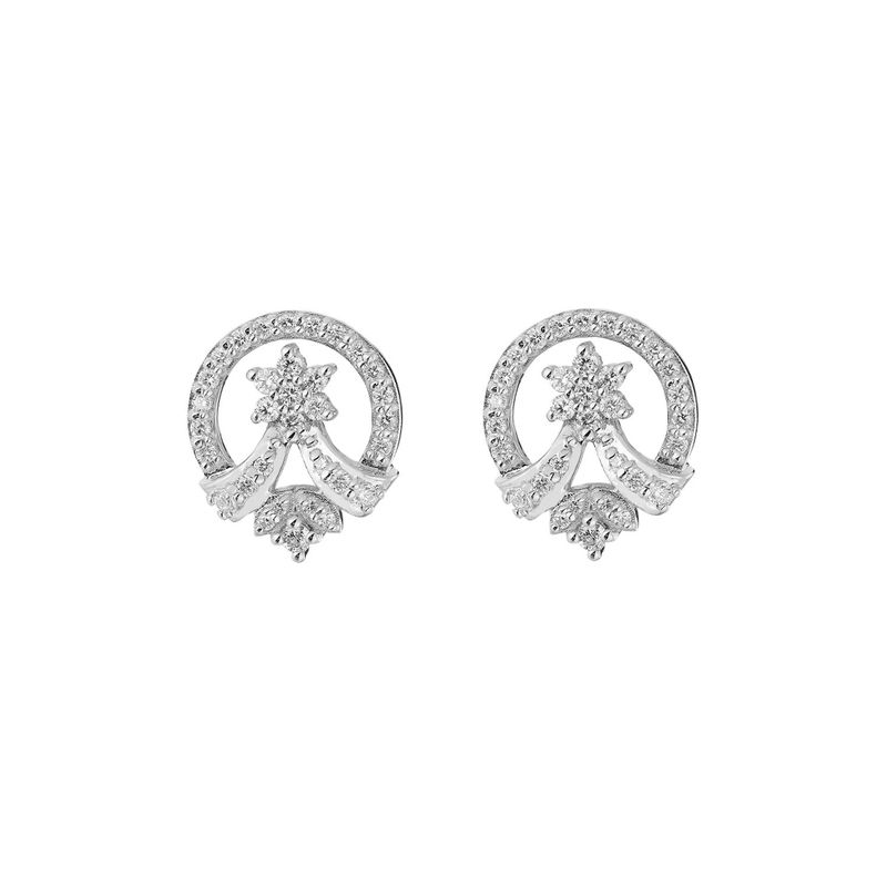 14K White/Yellow Gold Natural Diamond  Round Stud Earrings MZ10273