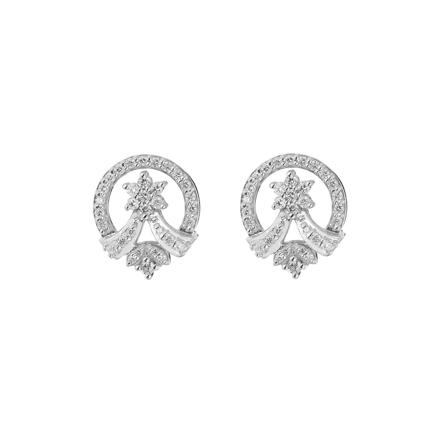 14K White/Yellow Gold Natural Diamond  Round Stud Earrings MZ10273, Colour: White