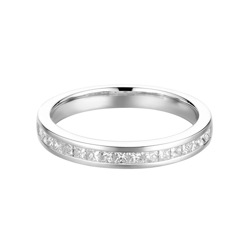 14K White Gold Channel Setting Natural Diamond  Wedding Band MZ7342