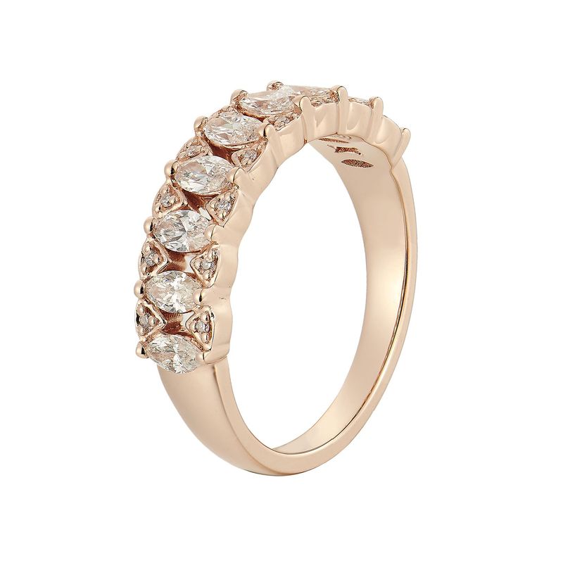14K White/Yellow/Rose Gold Oval Round Natural Diamond  Wedding Band MZ6257