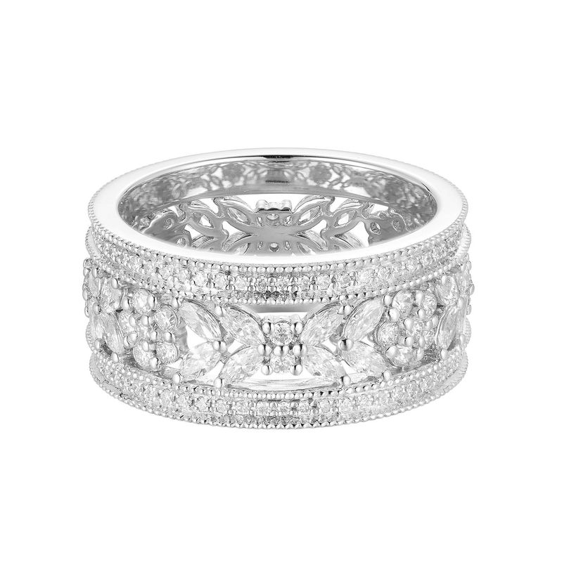 14K White Gold Natural Diamond  Wide Band HF9352