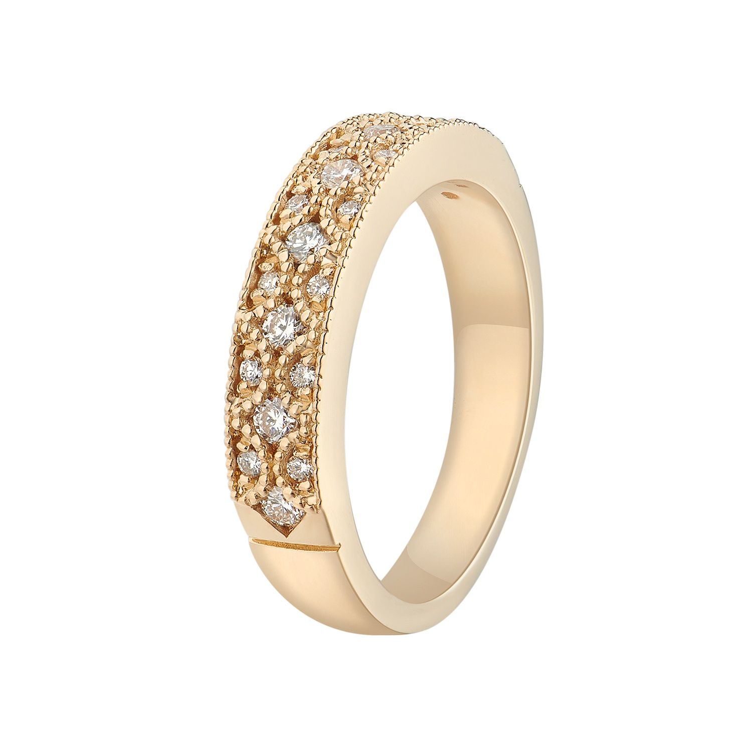 14K Yellow Gold Natural Diamond Wide Band MZ1719