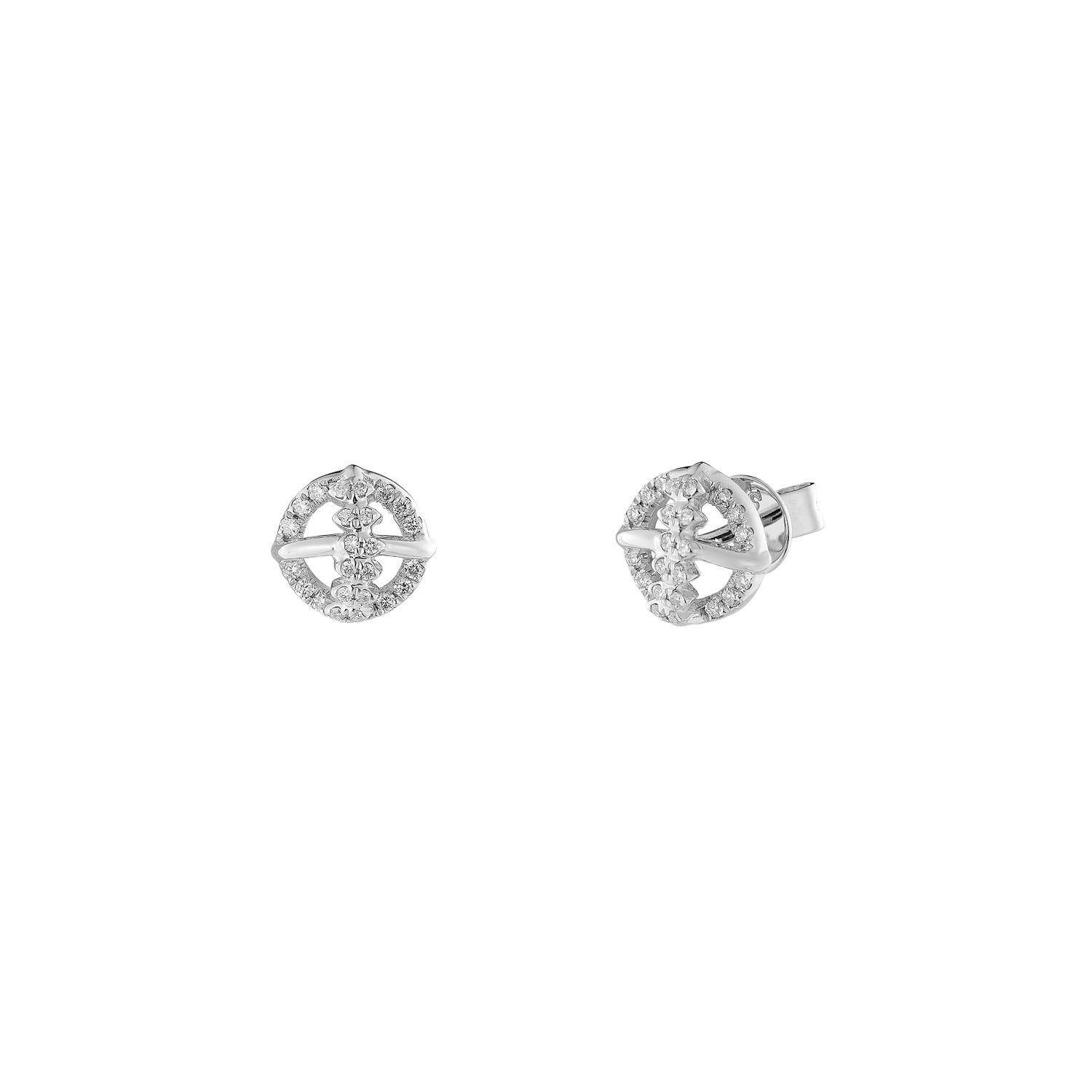 14K White/Yellow Gold Natural Diamond  Round Stud Earrings MZ10297, Colour: White