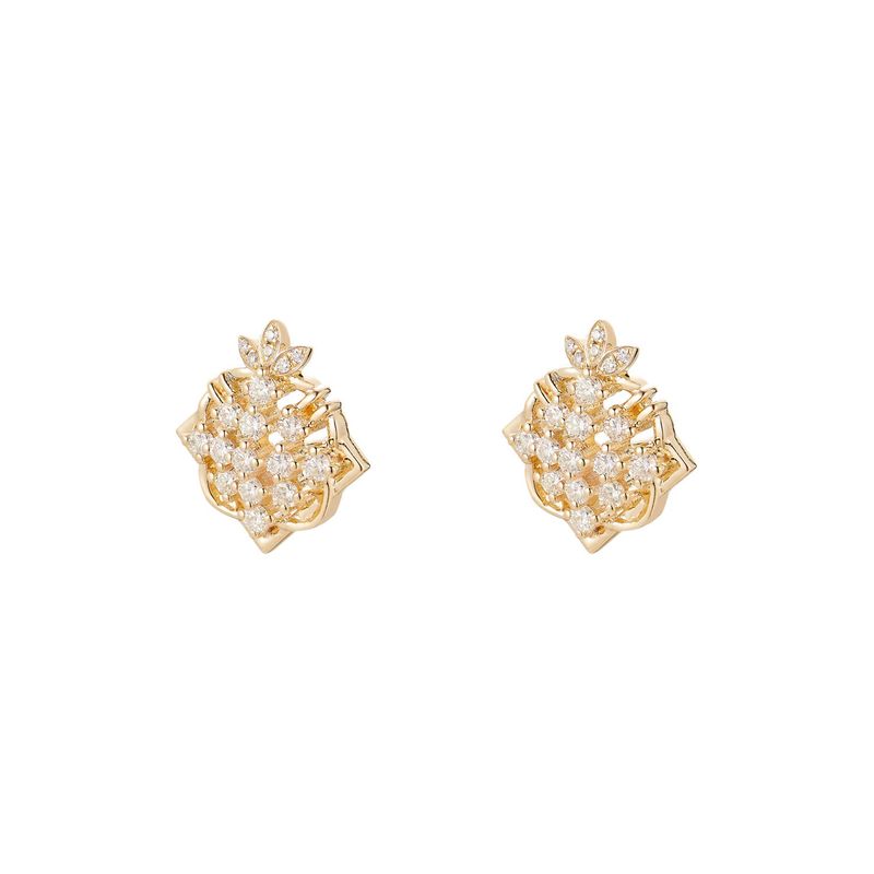14K Yellow Gold Natural Diamond  Stud Earrings MZ10224