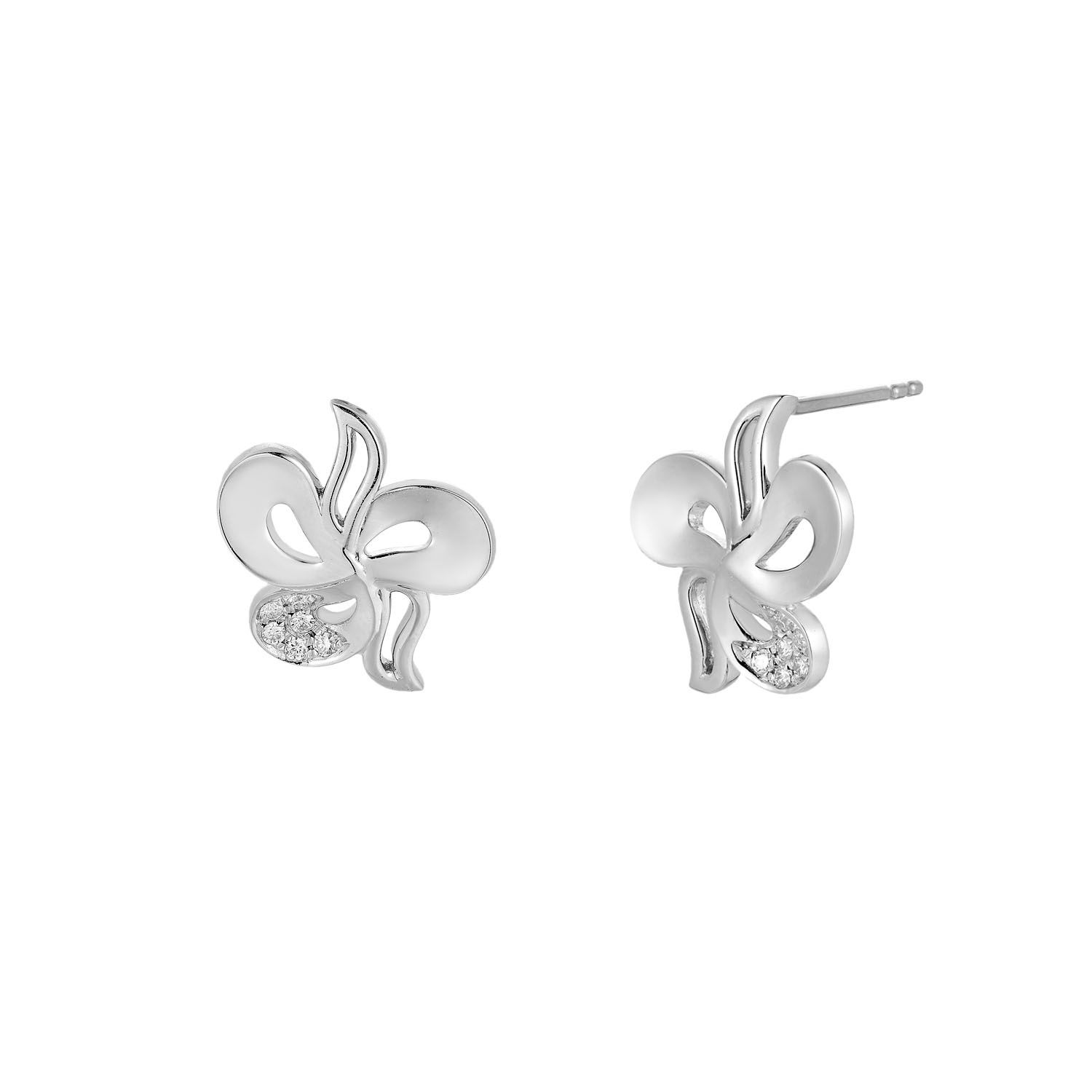 14K White Gold 14K Yellow Gold Natural Diamond  Stud Earrings MZ10184, Colour: White
