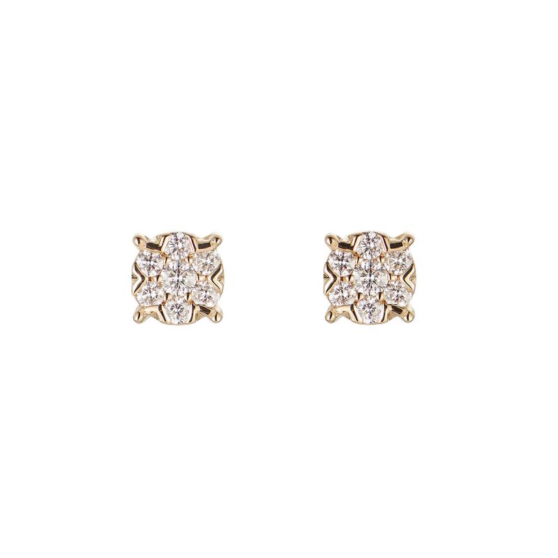 14K Yellow Gold Natural Diamond  Round Stud Earrings MZ9909