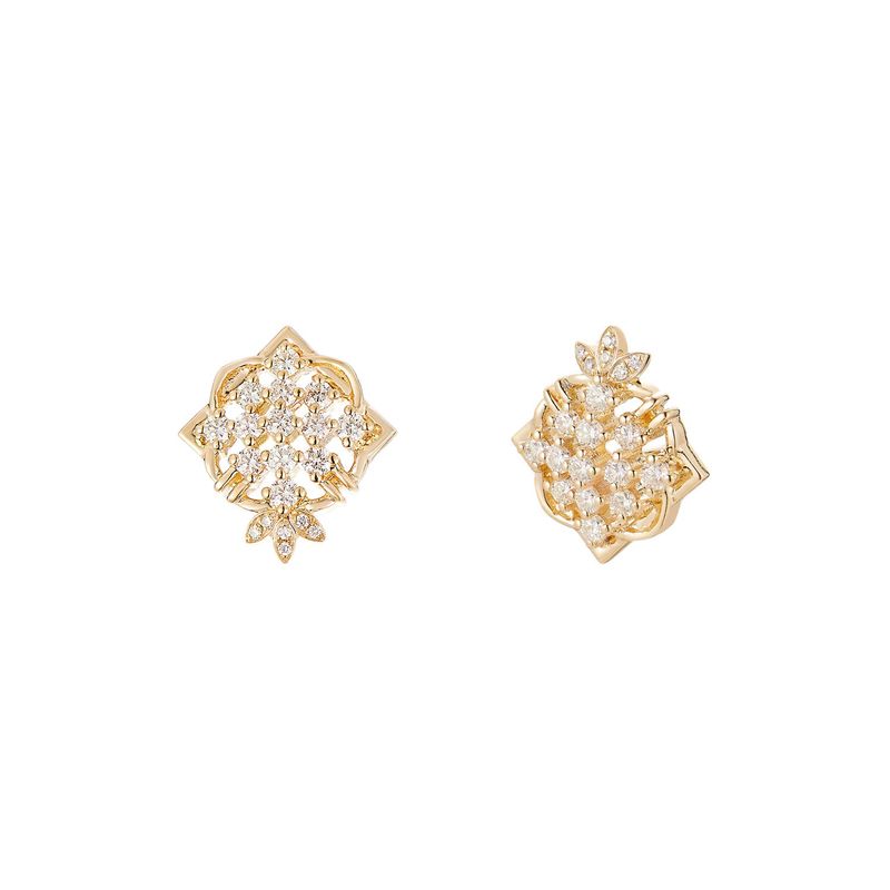 14K Yellow Gold Natural Diamond  Stud Earrings MZ10224