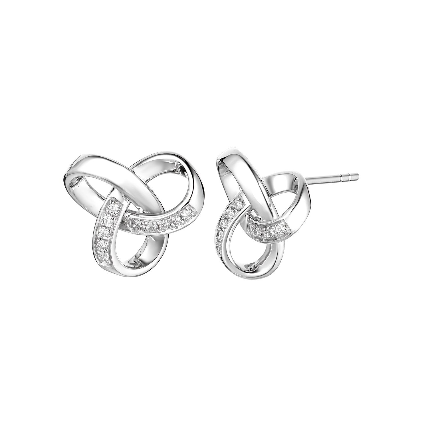 14K White Gold Natural Diamond  Round Stud Earrings MZ9090