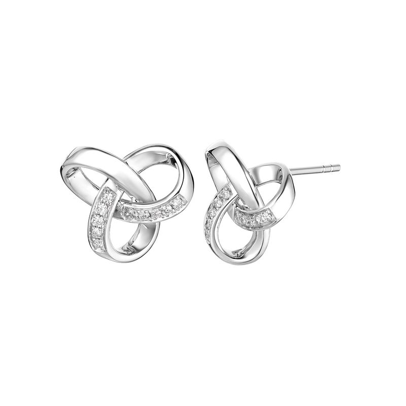 14K White Gold Natural Diamond  Round Stud Earrings MZ9090