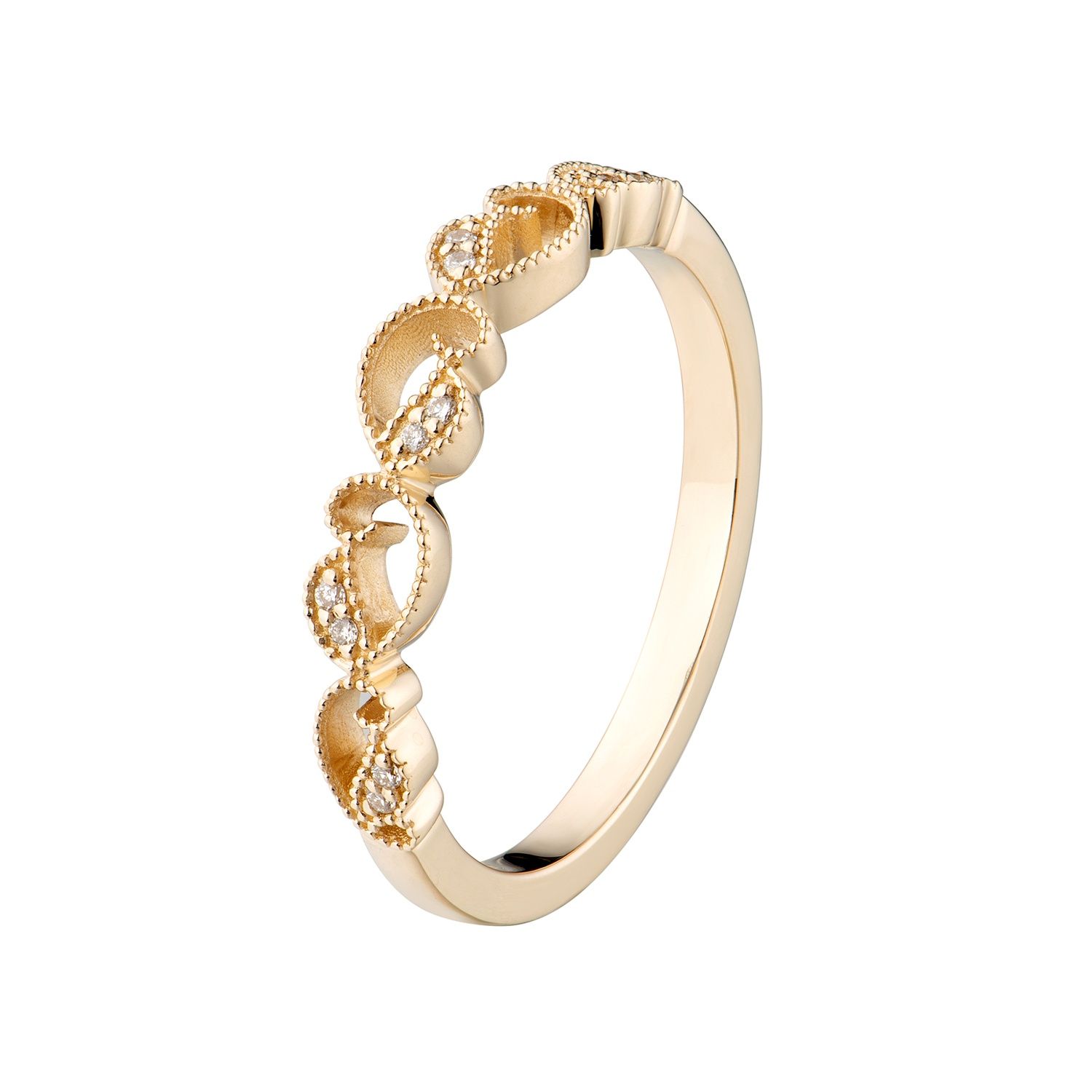 14K Yellow Gold Round Natural Diamond  Vintage Wedding Band MZ1839