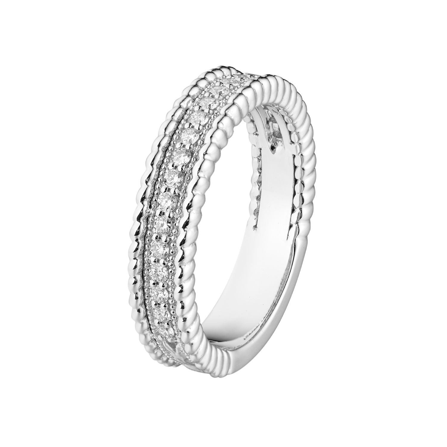 14K White Gold Round Natural Diamond Wedding Band  MZ1830