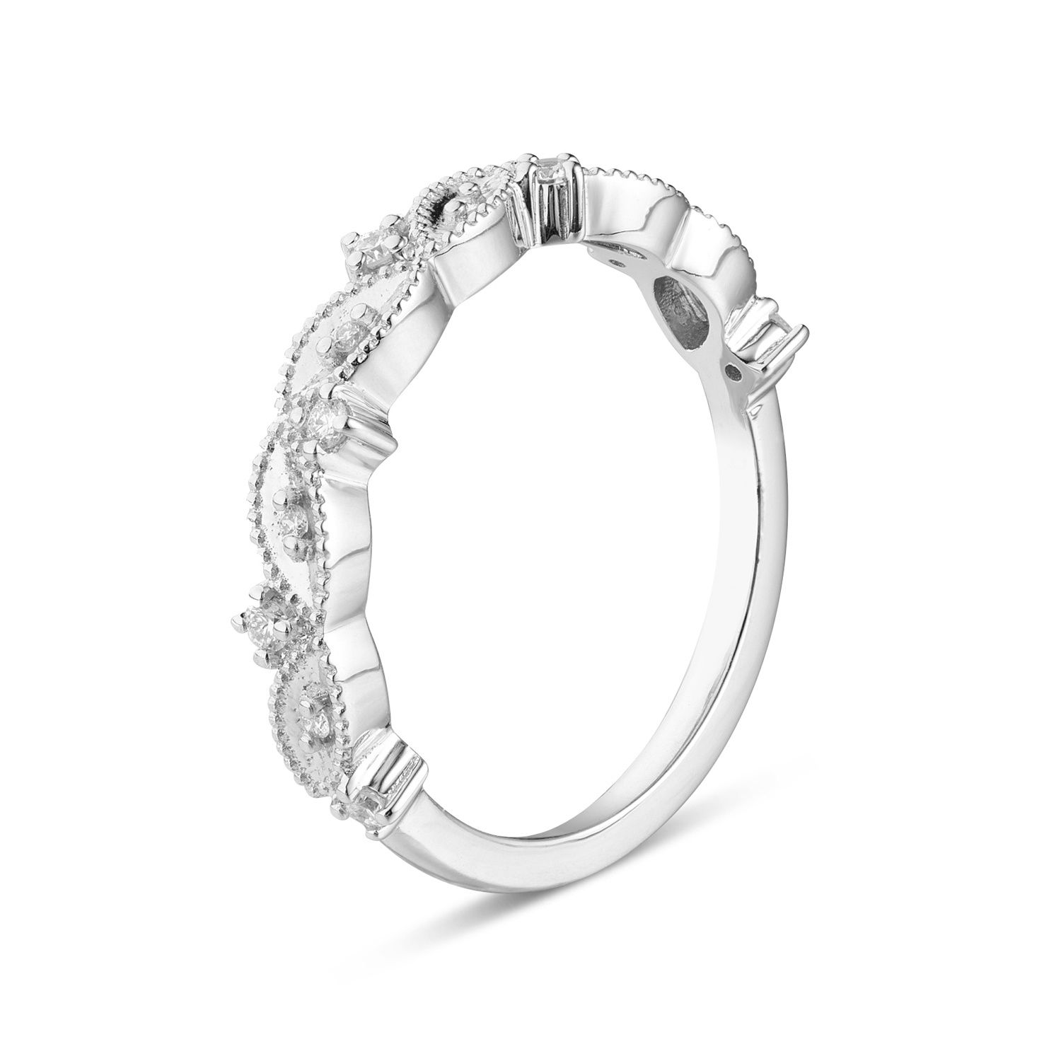 14K White Gold Natural Diamond  Wedding Band MZ5010