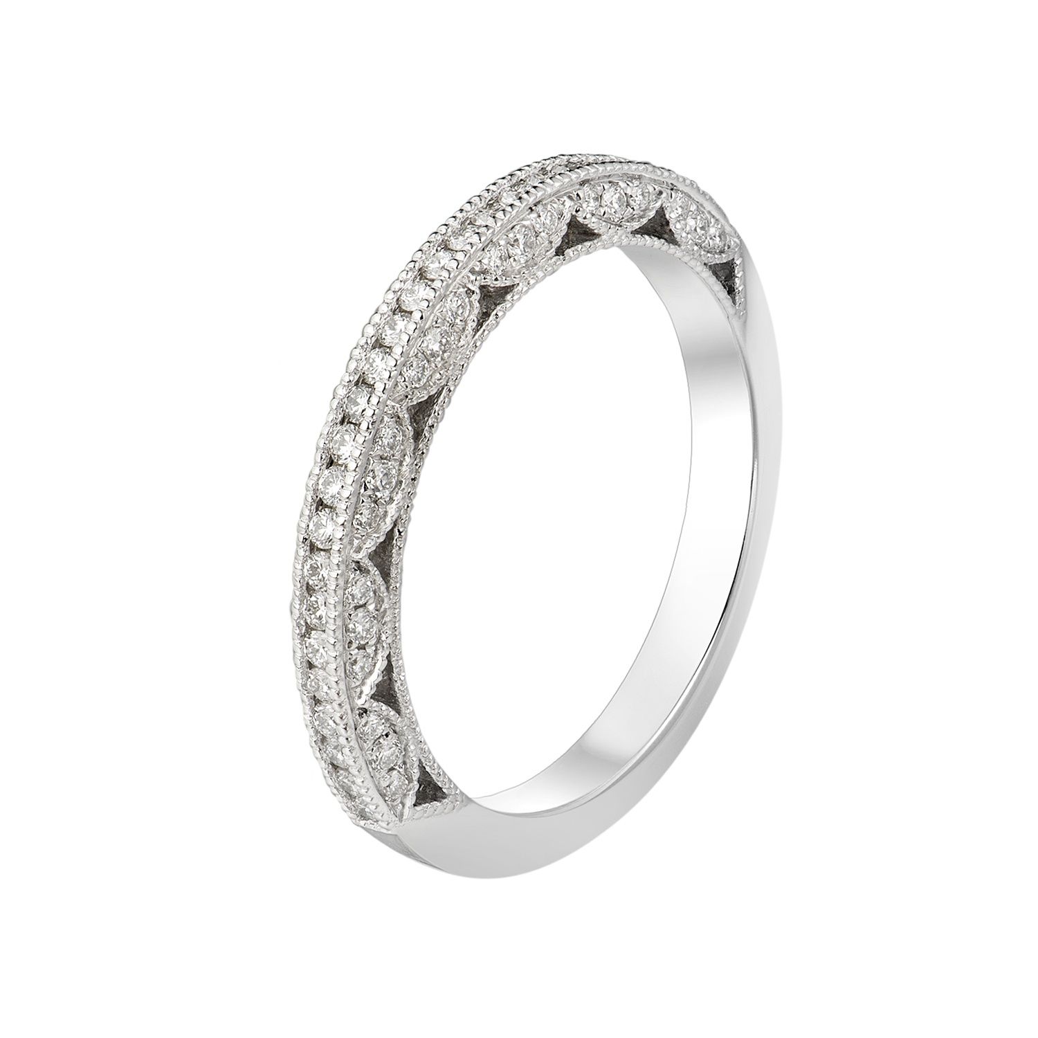 14K White Gold Round Natural Diamond  Anniversary Band MZ5089