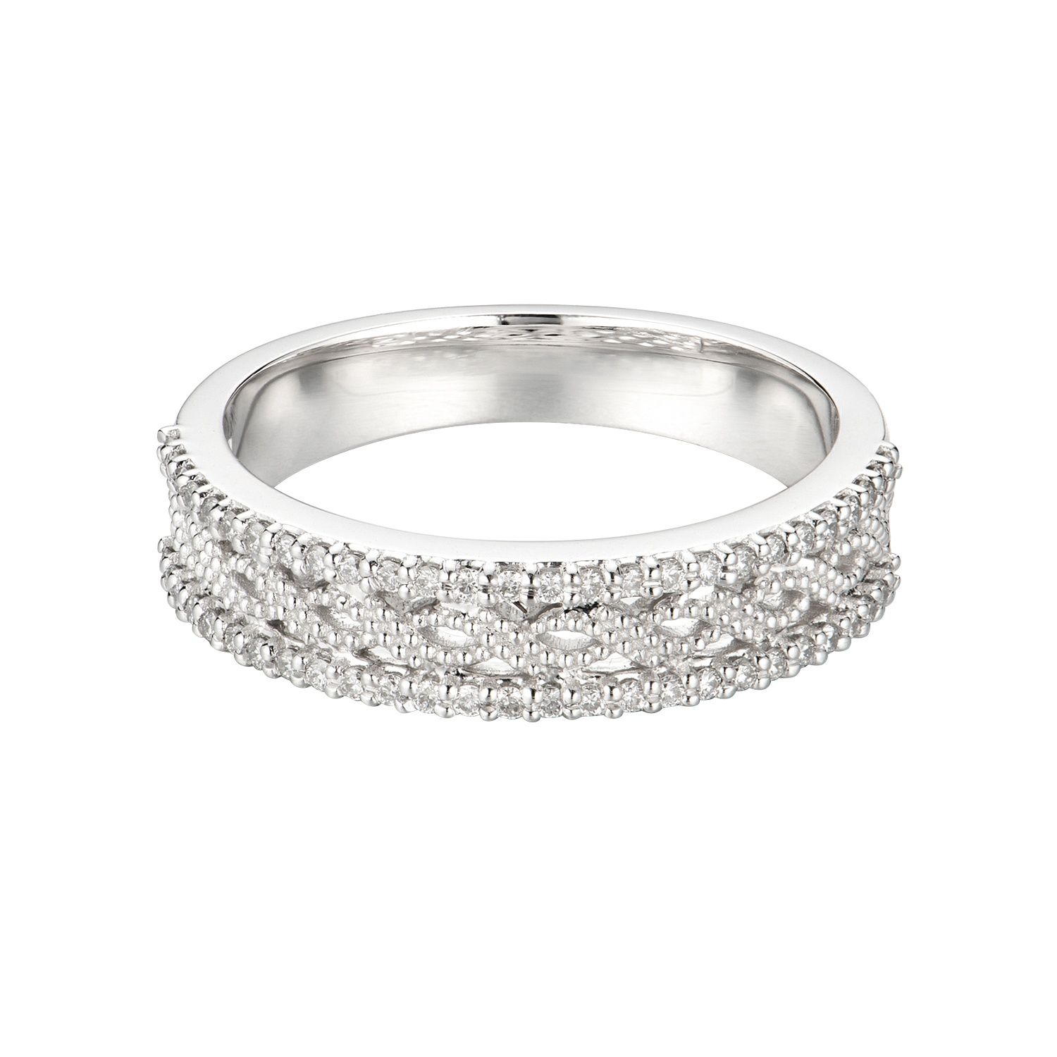 14K White Gold Natural Diamond  Wedding Band MZ5298