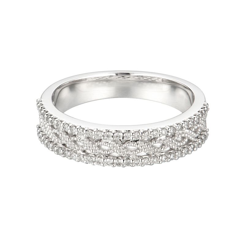 14K White Gold Natural Diamond  Wedding Band MZ5298