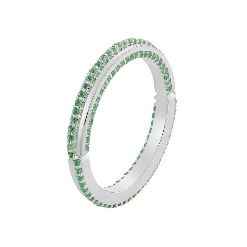 14K White Gold  Natural Sapphire/Emerald/Ruby  Wedding Band MZ5325