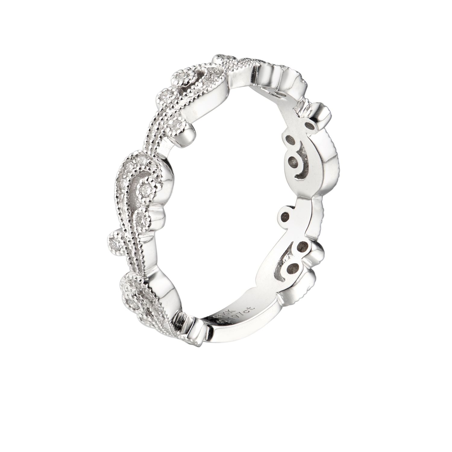 14K White Gold Floral Natural Diamond  Anniversary Band MZ6004