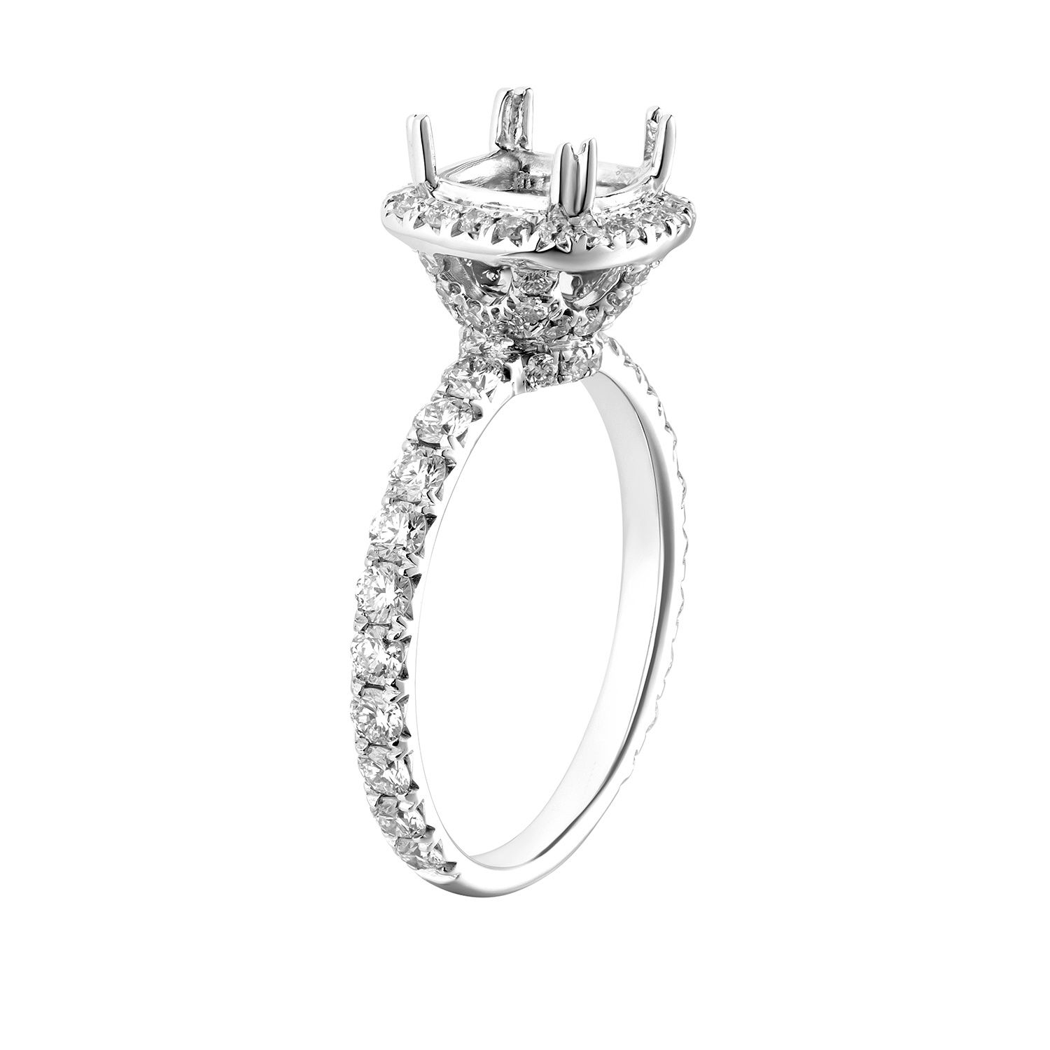 14k White Gold Natural Diamond Cushion Halo Engagement Ring MZ5919