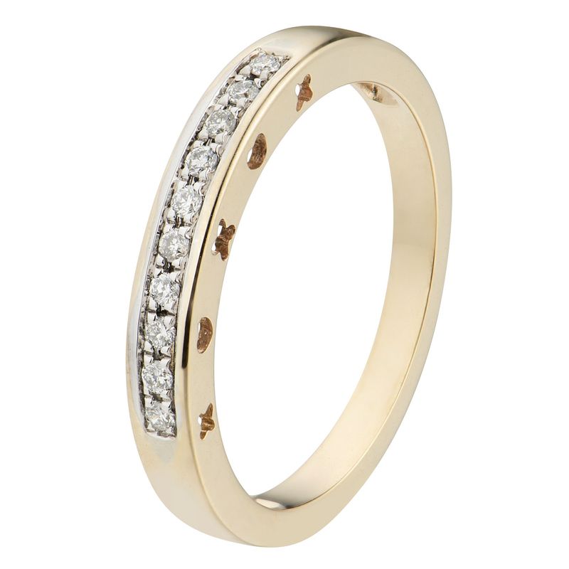 14K Yellow Gold Round Natural Diamond  Tapper Wedding Band MZ6121