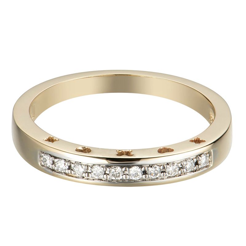 14K Yellow Gold Round Natural Diamond  Tapper Wedding Band MZ6121