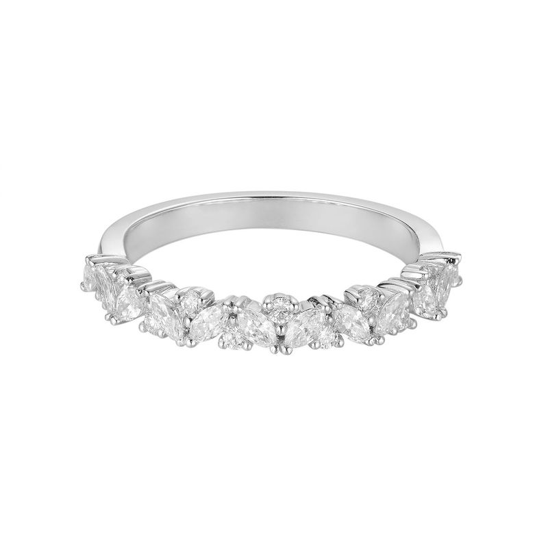 14K White Gold Marquise Natural Diamond  Wedding Band MZ6253